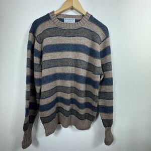 Findochty By Bay Street Men’s Vintage Stripe Virgin Shetland Wool USA Sweater L